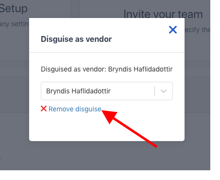 pop up showing the remove disguise link