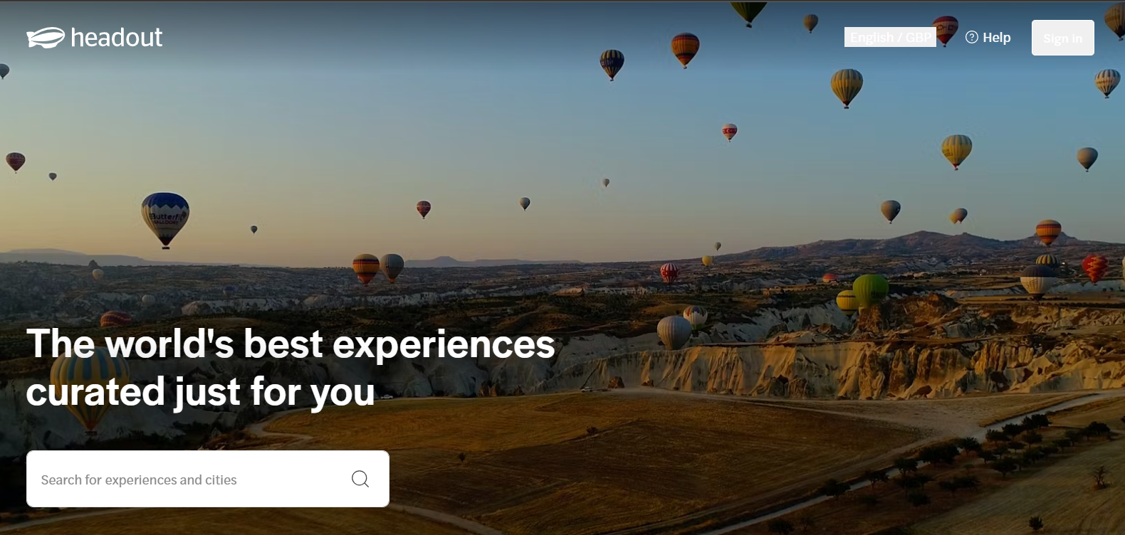 Hot air balloons on civitatis homepage