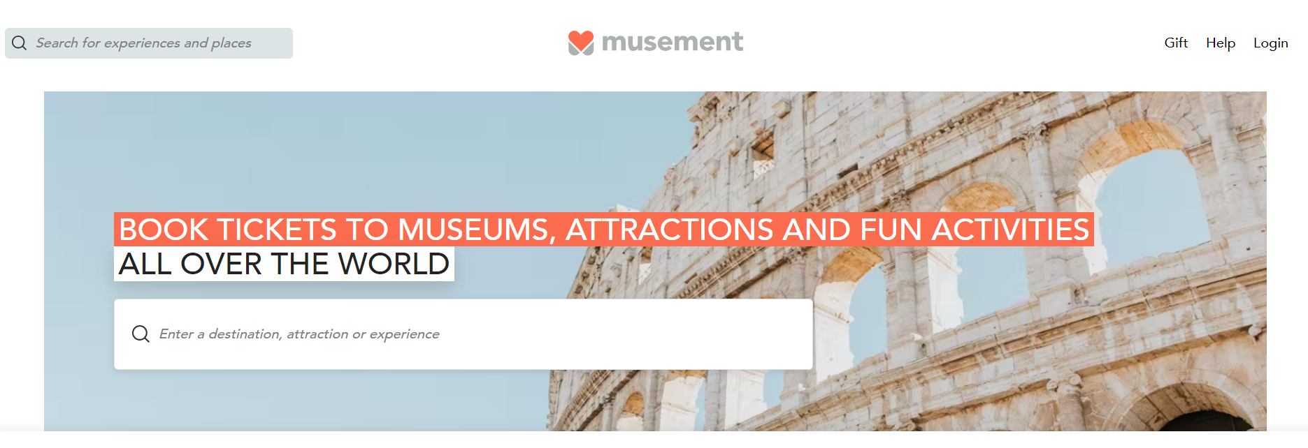 The colosseum on the musement homepage